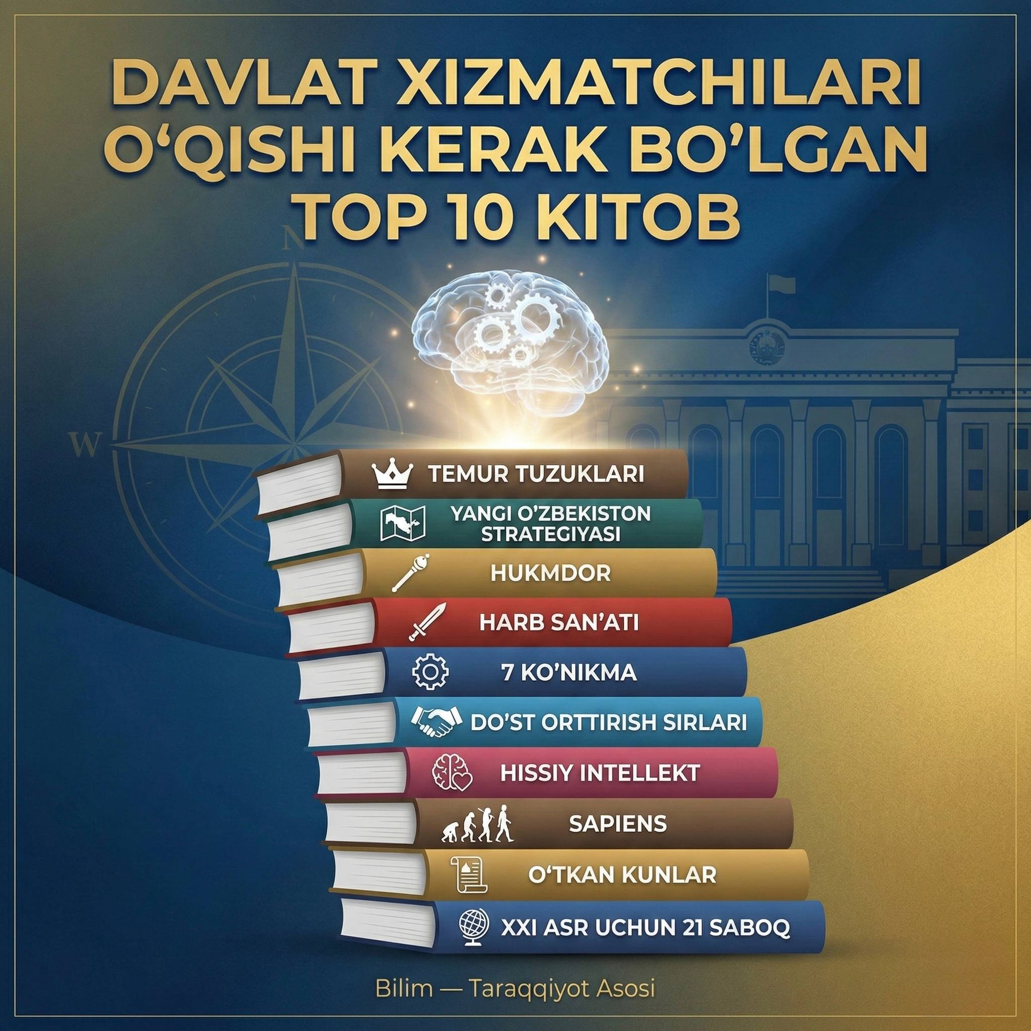 Davlat xizmatchilari oʻqishi kerak boʻlgan top 10 kitob!